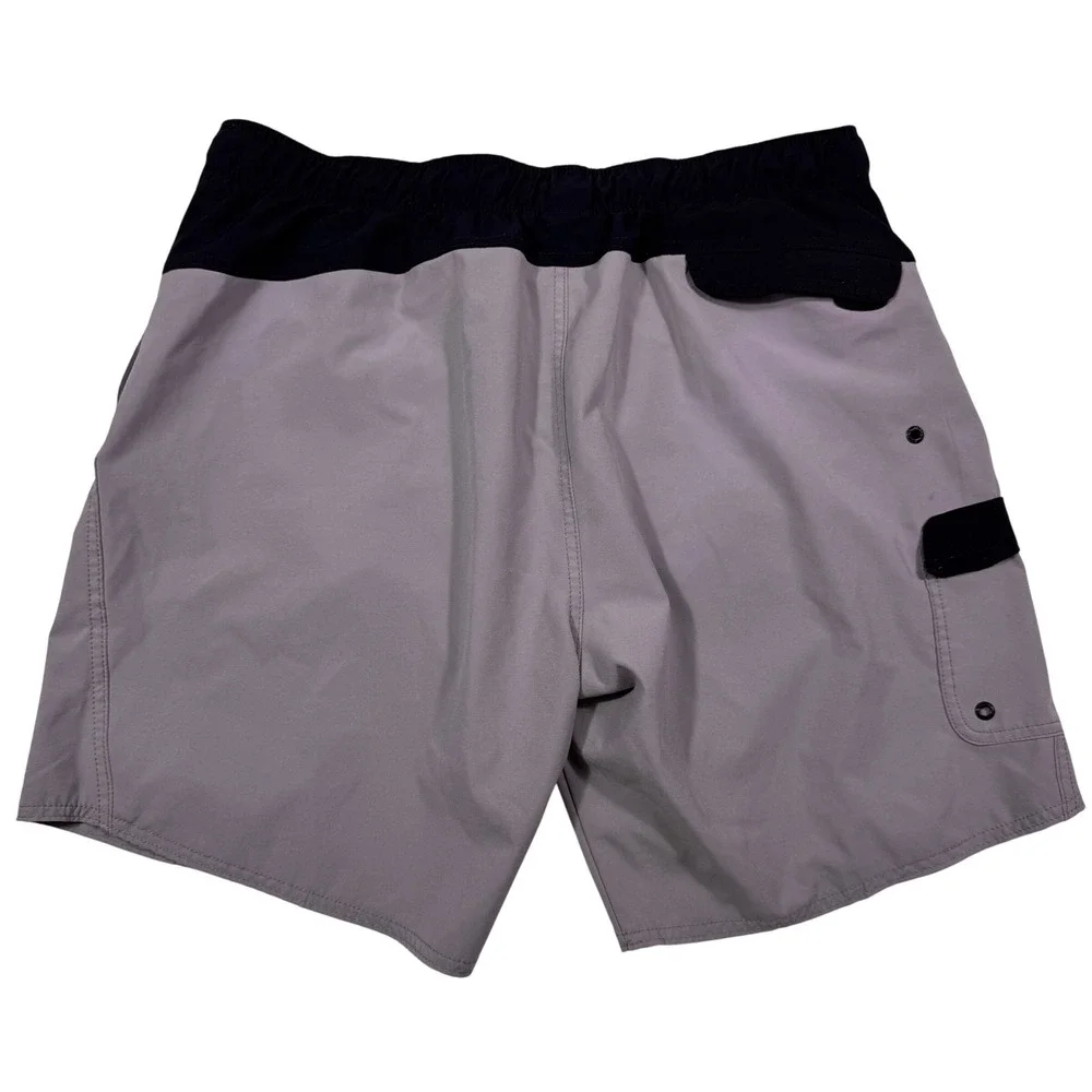 Speedo Mens‎ Grey Black Colorblock Swim Trunks Board Shorts XL Mesh Liner